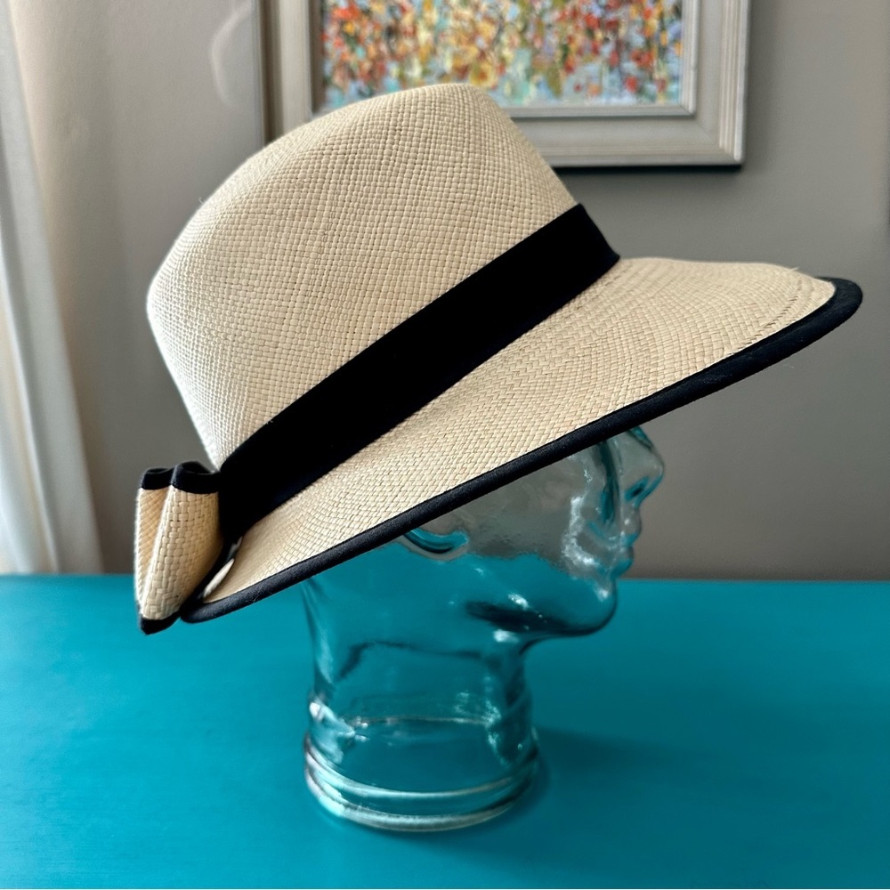 El Gapon Natural and Black Wide Brimmed Bonnet & Bow Panama Hat